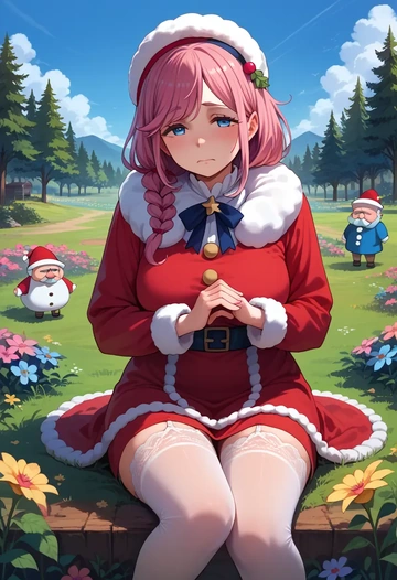 yurucamp,kagamihara_nadeshiko,Christmas,sexy, stockings,  - AI generated anime art