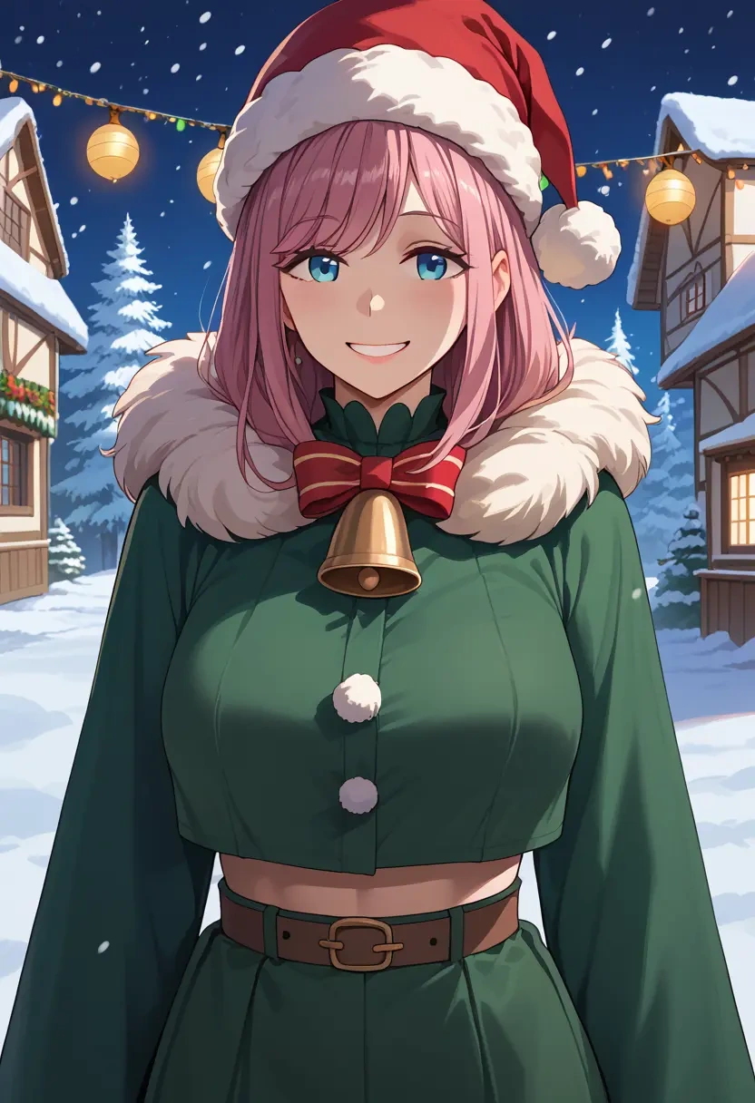 yurucamp,kagamihara_nadeshiko,Christmas,dress  - 