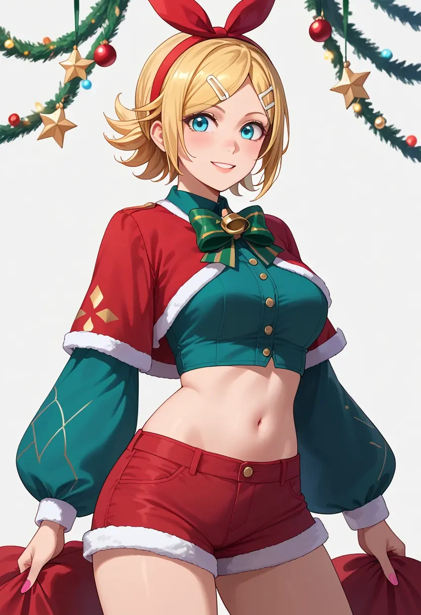 vocaloid,kagamine_rin,Christmas,red velvet shorts  - 