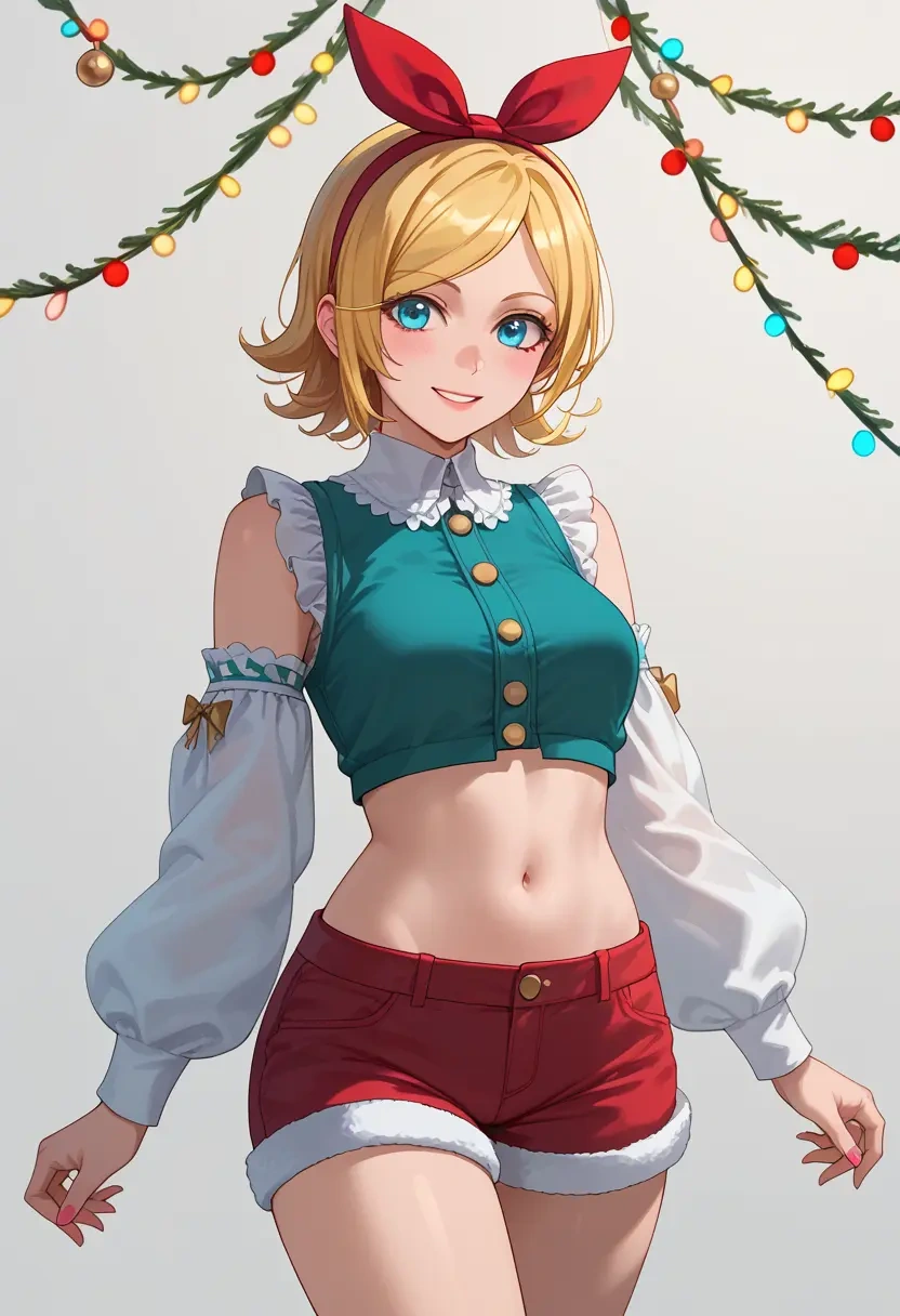 vocaloid,kagamine_rin,Christmas,red velvet shorts  - 