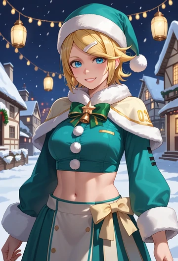 vocaloid,kagamine_rin,Christmas,dress  - AI generated anime art