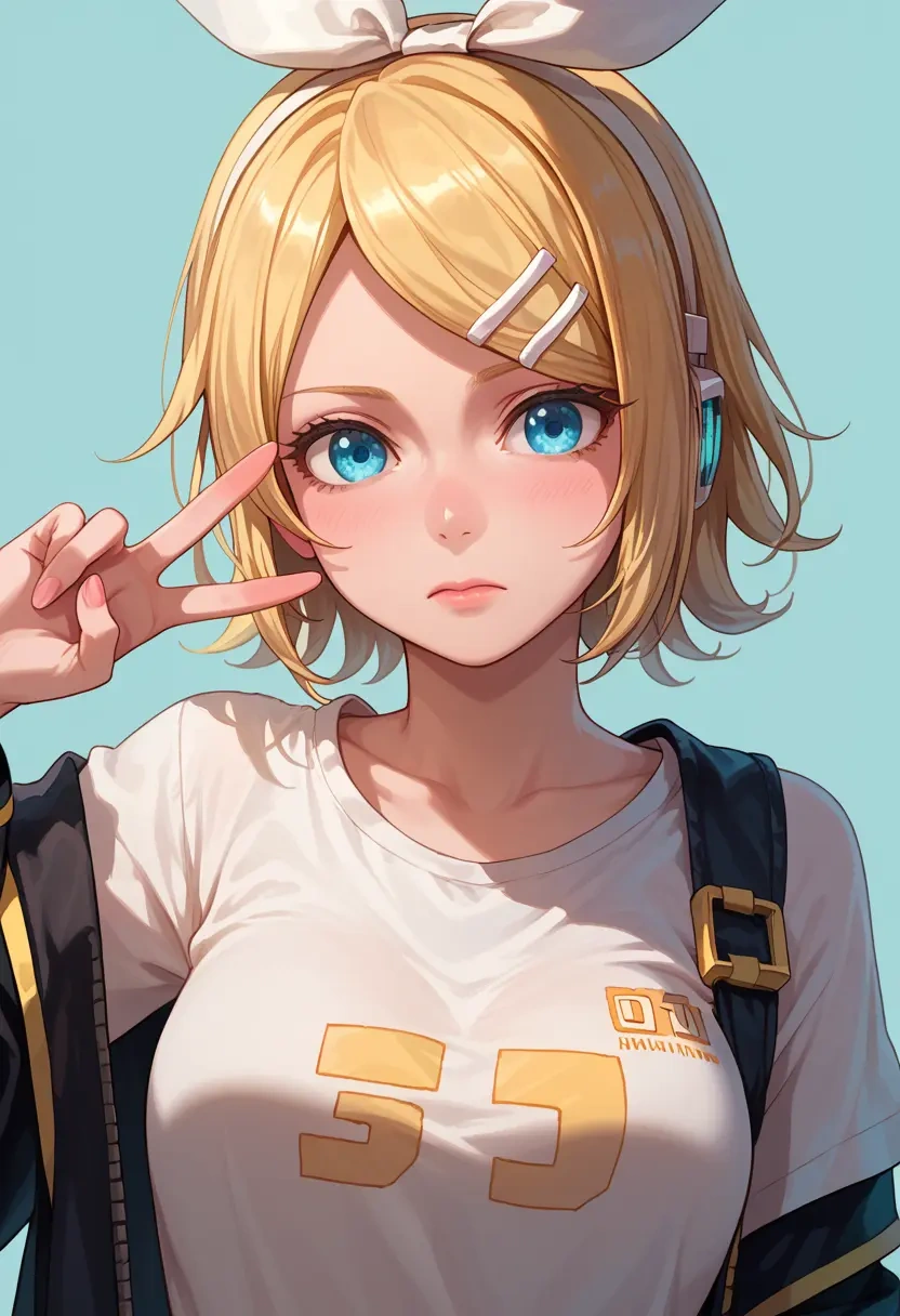 vocaloid,kagamine_rin,pop art shirt,dolphin shorts  - 