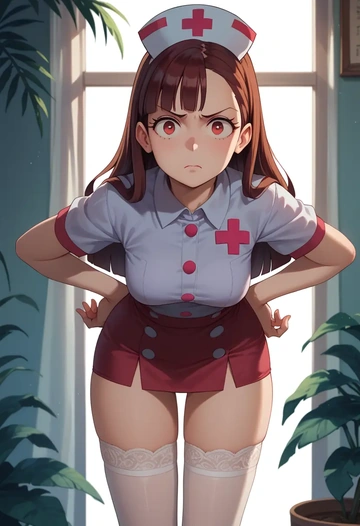 little_witch_academia,kagari_atsuko,nurse,stockings,sexy,panties  - AI generated anime art