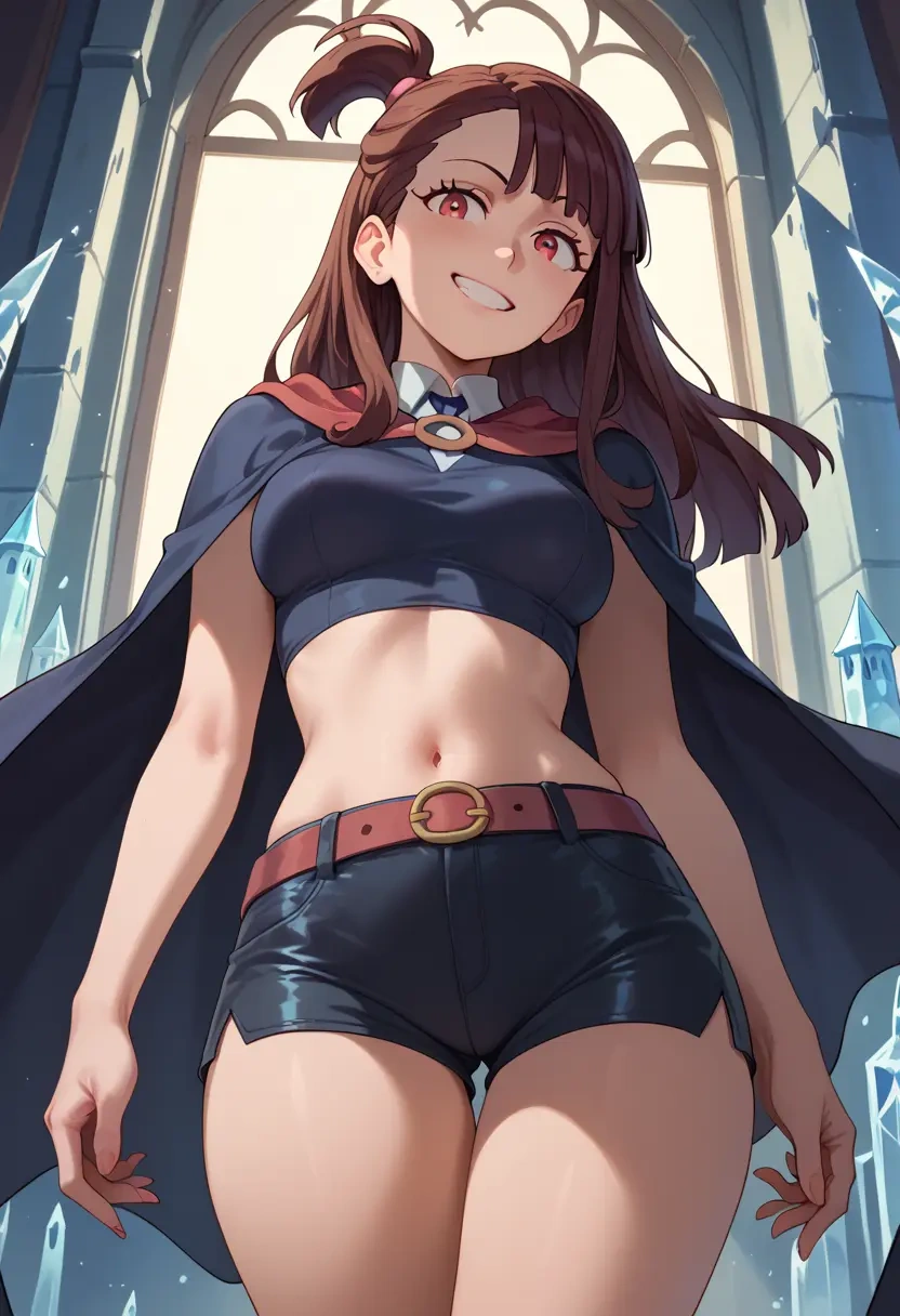 little_witch_academia,kagari_atsuko,leather,shorts,crop top  - 