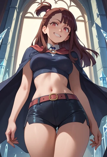 little_witch_academia,kagari_atsuko,leather,shorts,crop top  - AI generated anime art