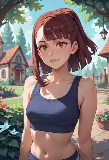 little_witch_academia,kagari_atsuko,sports crop,high-waisted shorts  - AI generated anime art