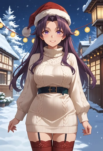 kantai_collection,kagerou_(kancolle),Christmas,sweater dress,stockings  - AI generated anime art