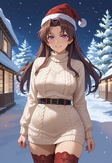 kantai_collection,kagerou_(kancolle),Christmas,sweater dress,stockings  - AI generated anime art