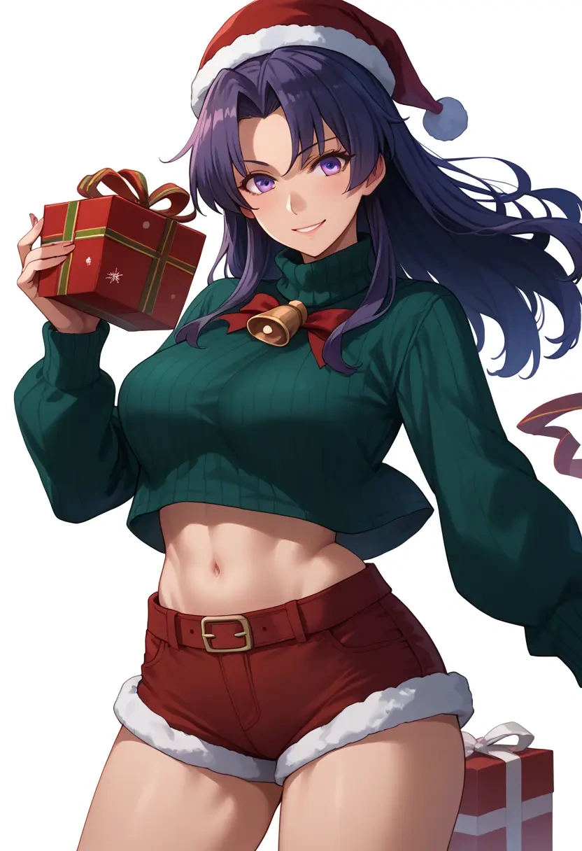 kantai_collection,kagerou_(kancolle),Christmas,red velvet shorts,turtleneck sweater  - 