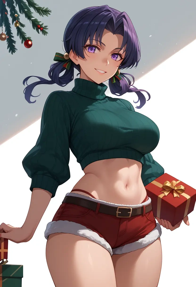 kantai_collection,kagerou_(kancolle),Christmas,red velvet shorts,turtleneck sweater  - 