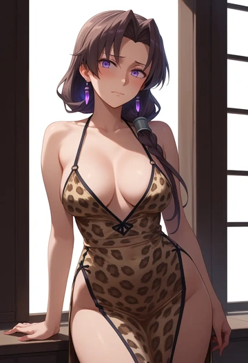 kantai_collection,kagerou_(kancolle),leopard print,silk slip dress  - AI generated anime art