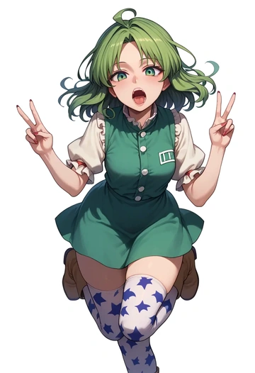 touhou,kagiyama_hina,shirt dress,belted,stockings  - AI generated anime art