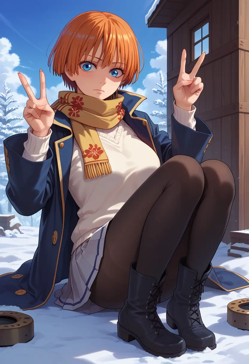 gintama,kagura_(gintama),winter,student uniform,puffer coat  - 