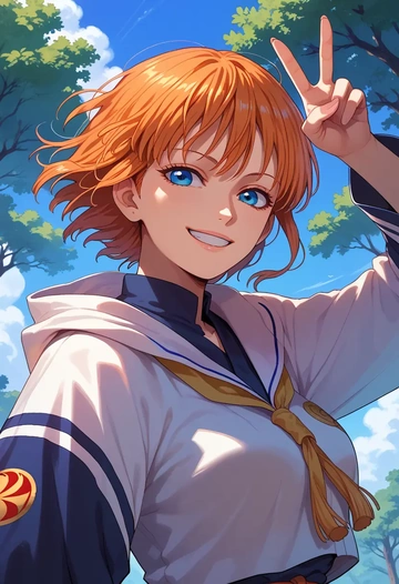 gintama,kagura_(gintama),crop windbreaker,shorts  - AI generated anime art