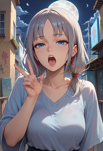 the_moon_studio,kaguya_luna,neon graffiti top,dolphin shorts  - AI generated anime art