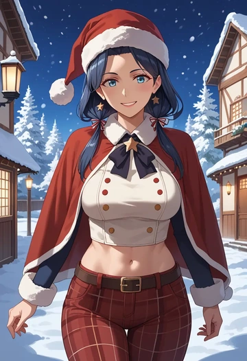 kantai_collection,kako_(kancolle),Christmas,plaid trousers  - AI generated anime art