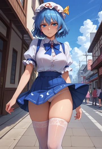 touhou,kaku_seiga,mini skirt, stockings  - AI generated anime art