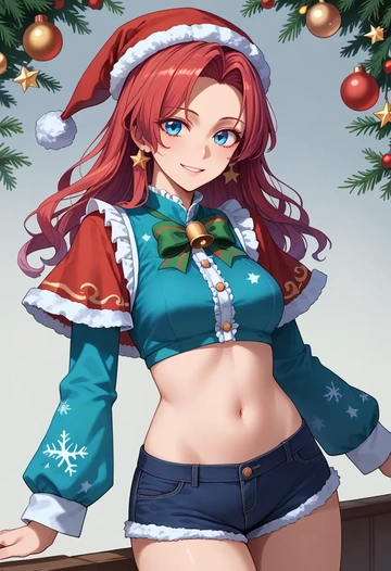 touhou,kaku_seiga,Christmas,red velvet shorts  - AI generated anime art