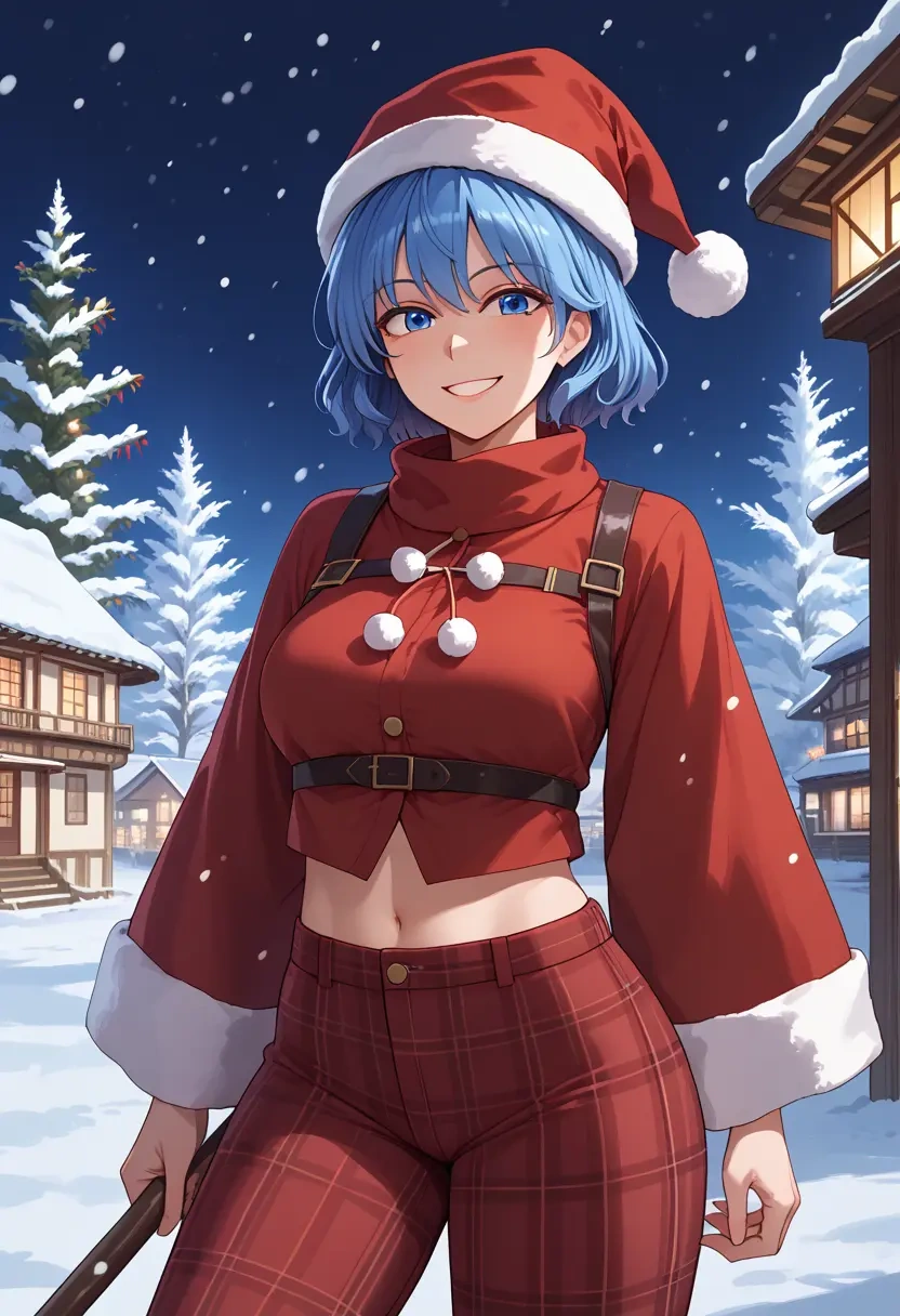 touhou,kaku_seiga,Christmas,plaid trousers  - 