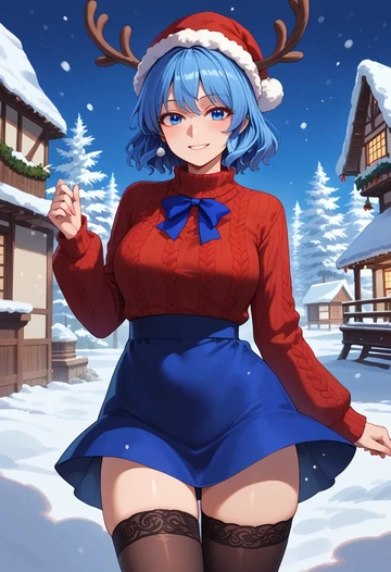 touhou,kaku_seiga,sweater,stockings,Thigh garters  - AI generated anime art