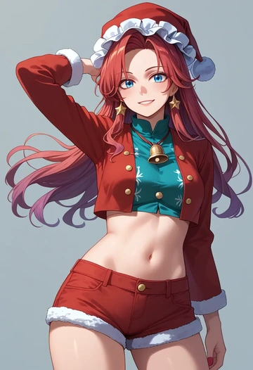 touhou,kaku_seiga,Christmas,red velvet shorts  - AI generated anime art