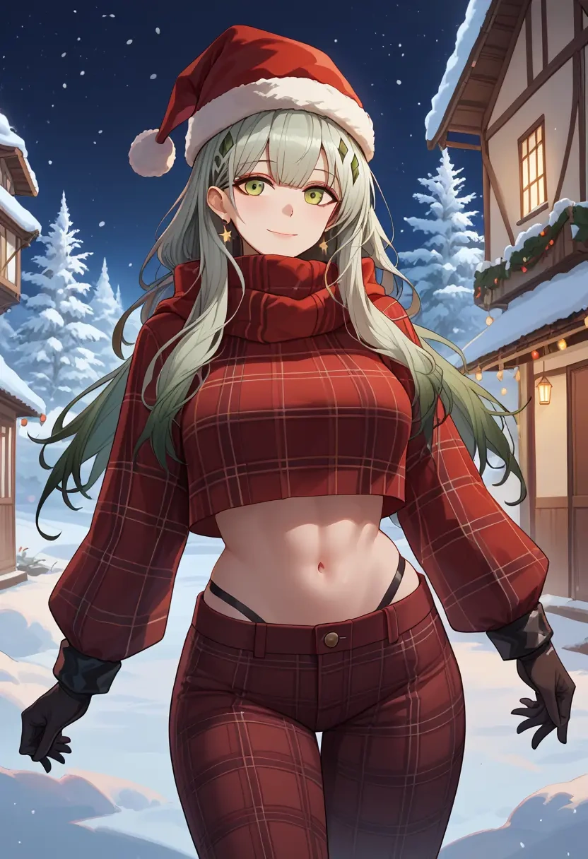 arknights,kal'tsit_(arknights),Christmas,plaid trousers  - 