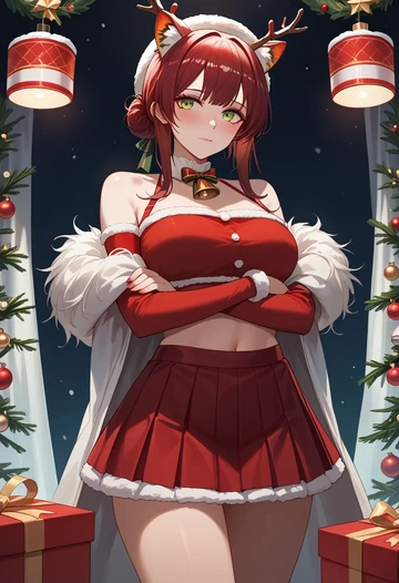 arknights,kal'tsit_(arknights),Christmas,skirt  - AI generated anime art