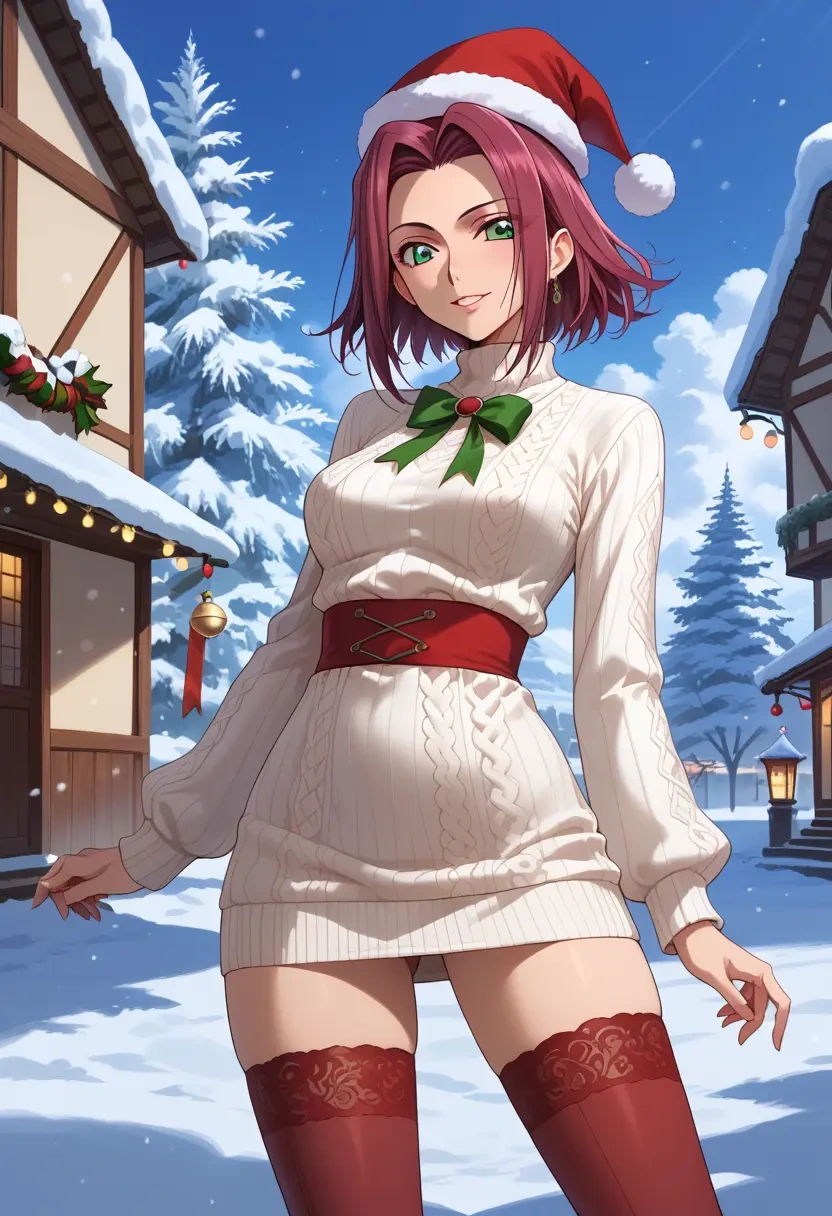 code_geass,kallen_stadtfeld,Christmas,sweater dress,stockings  - 