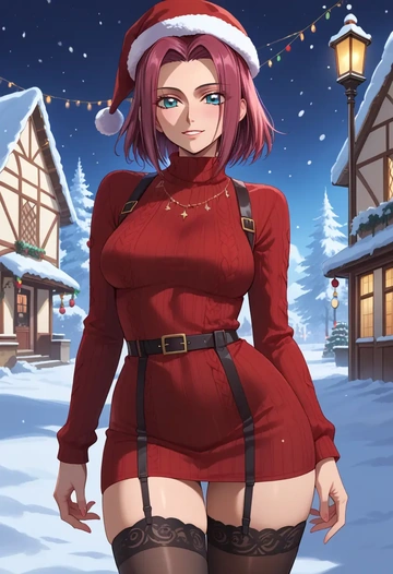 code_geass,kallen_stadtfeld,sweater,stockings,Thigh garters  - AI generated anime art