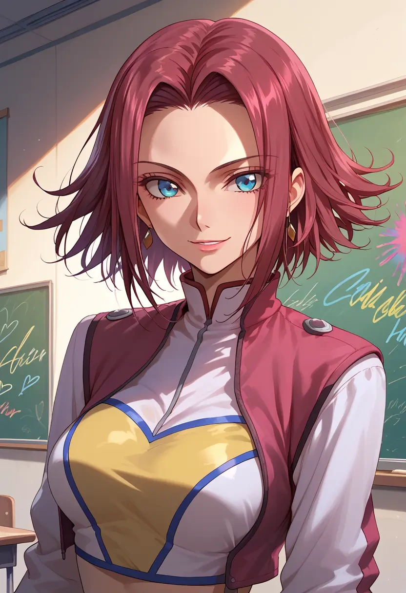 code_geass,kallen_stadtfeld,cropped graffiti sweatshirt,dolphin shorts  - 