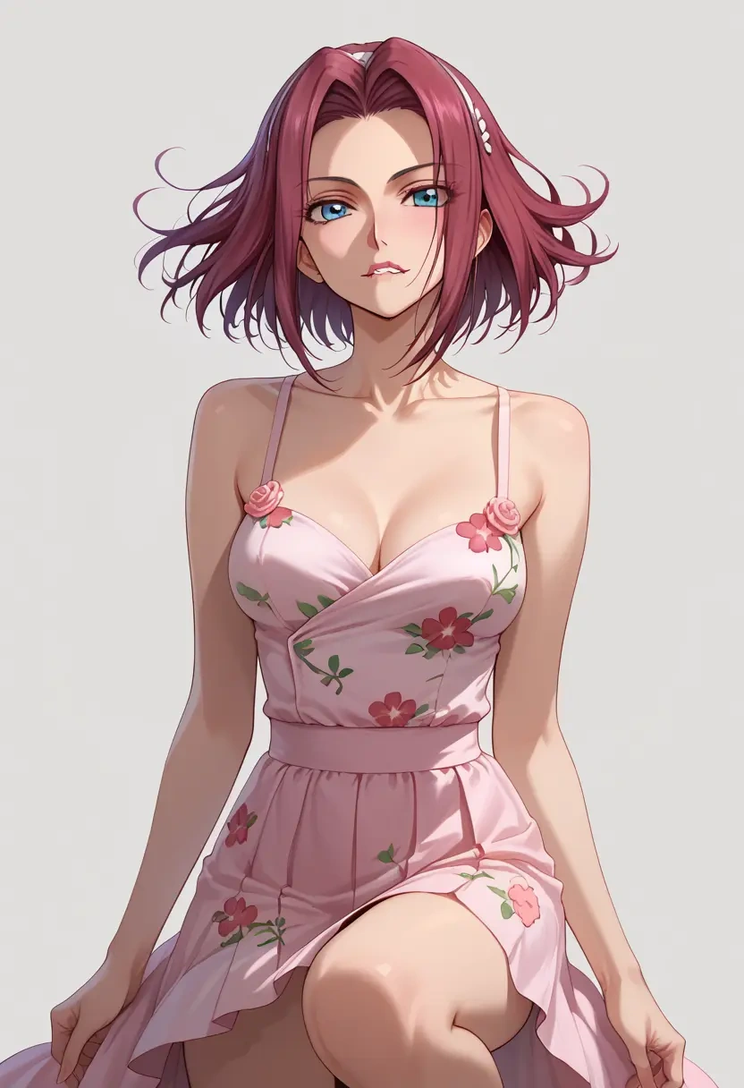 code_geass,kallen_stadtfeld,silk slip dress,floral prints  - 