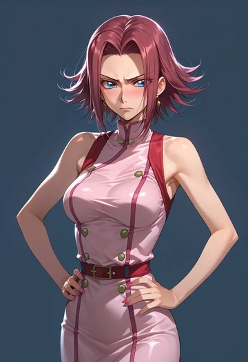 code_geass,kallen_stadtfeld,sleeveless top,bike shorts  - AI generated anime art