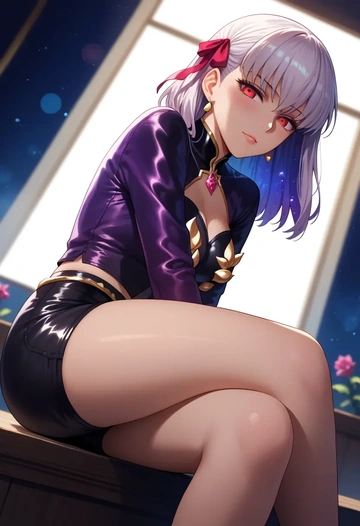 fate_(series),kama_(fate),leather,shorts  - AI generated anime art