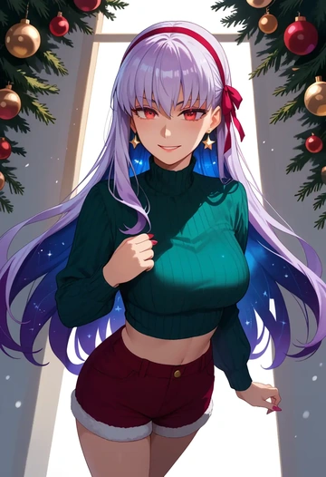 fate_(series),kama_(fate),Christmas,red velvet shorts  - AI generated anime art