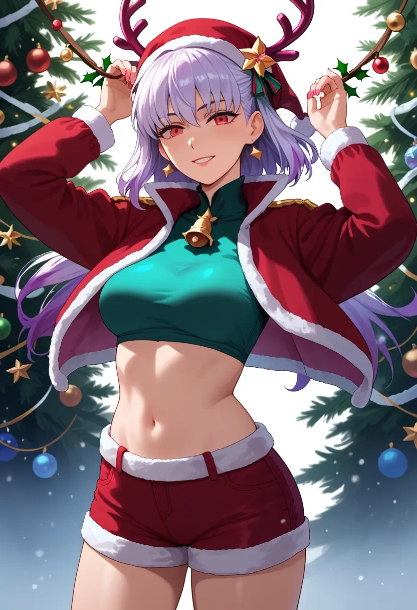 fate_(series),kama_(fate),Christmas,red velvet shorts  - 