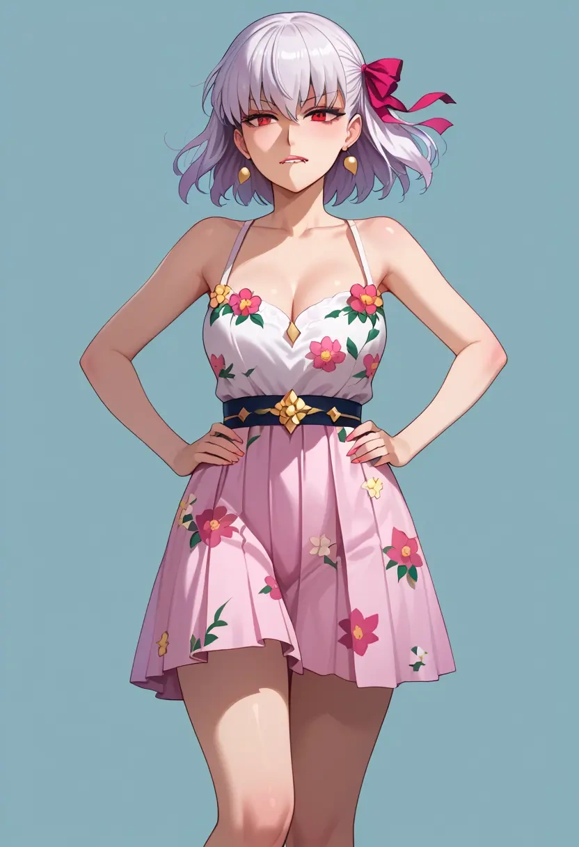 fate_(series),kama_(fate),silk slip dress,floral prints  - 