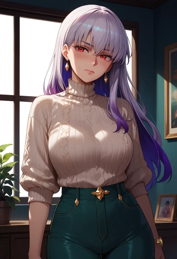 fate_(series),kama_(fate),sweater  - AI generated anime art