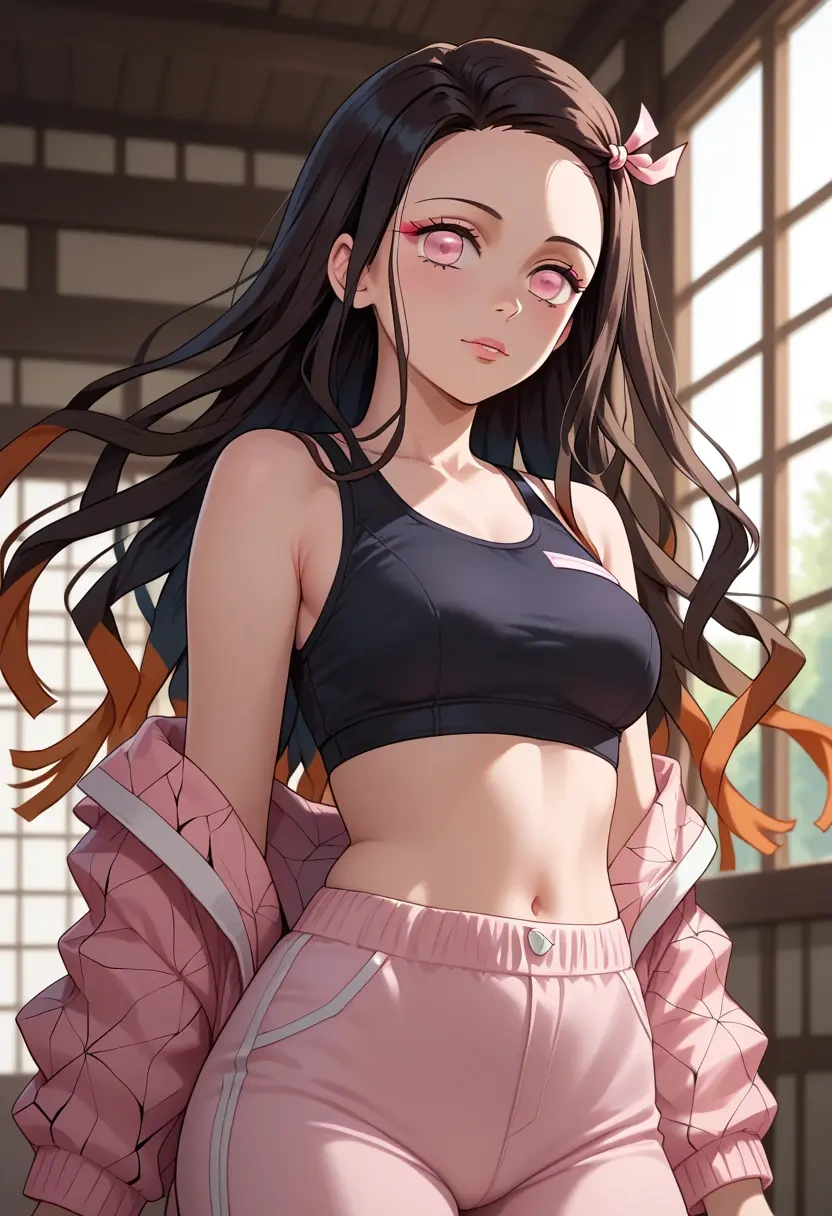 kimetsu_no_yaiba,kamado_nezuko,athletic,track suit  - 