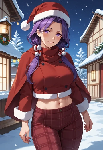 kantai_collection,kamikaze_(kancolle),Christmas,plaid trousers  - AI generated anime art