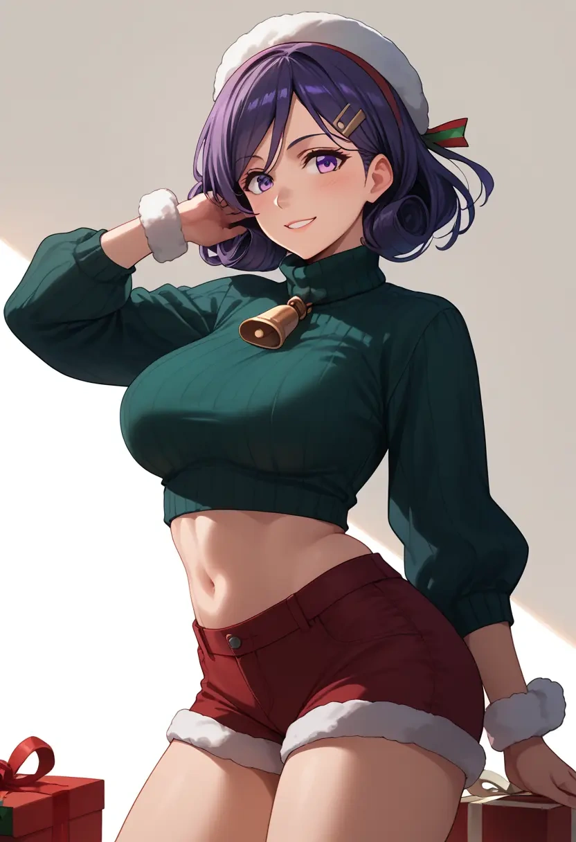 kantai_collection,kamikaze_(kancolle),Christmas,red velvet shorts,turtleneck sweater  - 