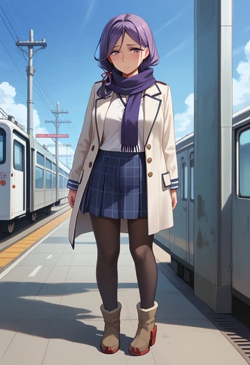 kantai_collection,kamikaze_(kancolle),winter,student uniform,down jacket  - AI generated anime art