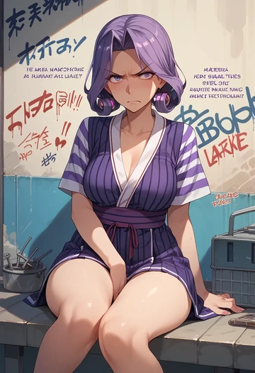 kantai_collection,kamikaze_(kancolle),striped graffiti blouse,dolphin shorts  - AI generated anime art