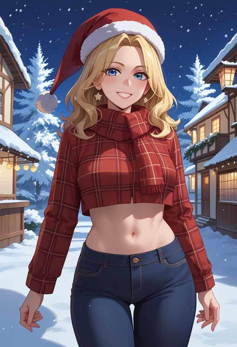 little_busters!,kamikita_komari,Christmas,plaid trousers  - 