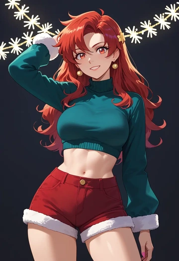 tengen_toppa_gurren_lagann,kamina_(ttgl),Christmas,red velvet shorts  - AI generated anime art