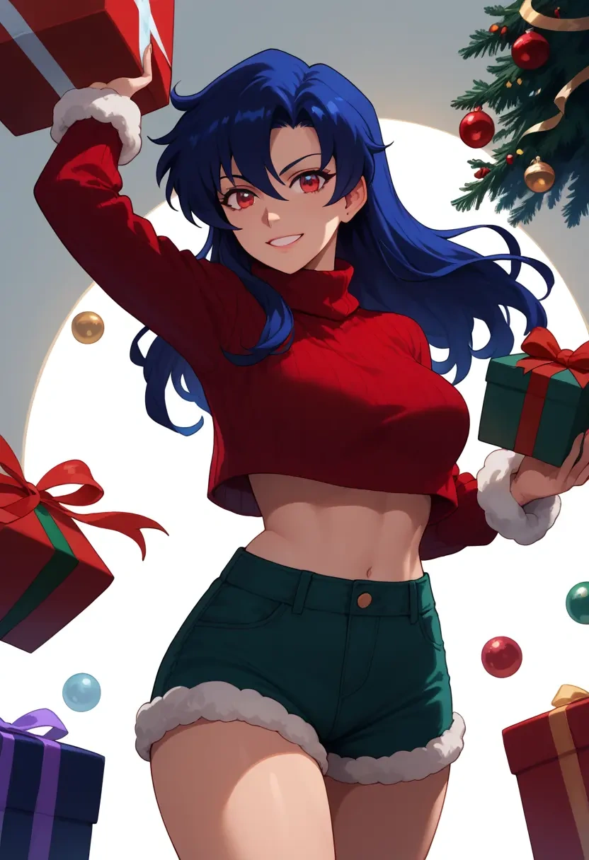 tengen_toppa_gurren_lagann,kamina_(ttgl),Christmas,red velvet shorts,turtleneck sweater  - 