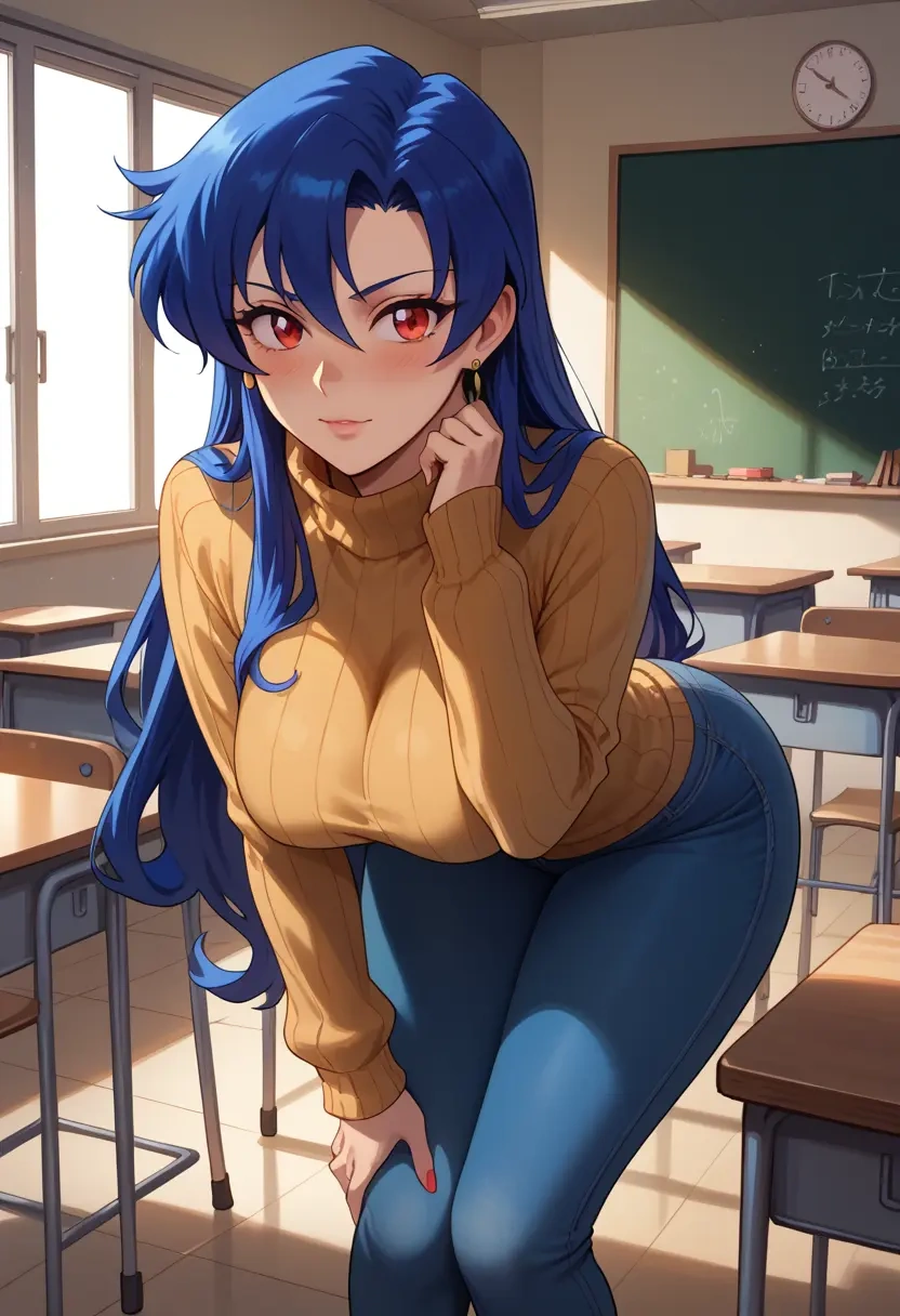 tengen_toppa_gurren_lagann,kamina_(ttgl),teacher, sweater, jeans shorts  - 