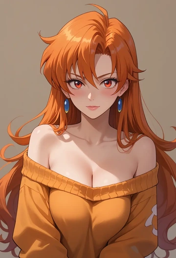 tengen_toppa_gurren_lagann,kamina_(ttgl),orange,sweater  - AI generated anime art