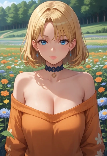 air_(visual_novel),kamio_misuzu,orange,sweater,choker  - AI generated anime art