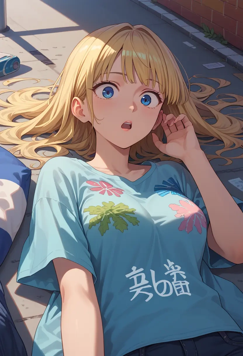 air_(visual_novel),kamio_misuzu,oversized graffiti shirt,dolphin shorts  - 