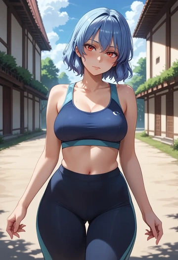 touhou,kamishirasawa_keine,yoga shorts, bra  - AI generated anime art